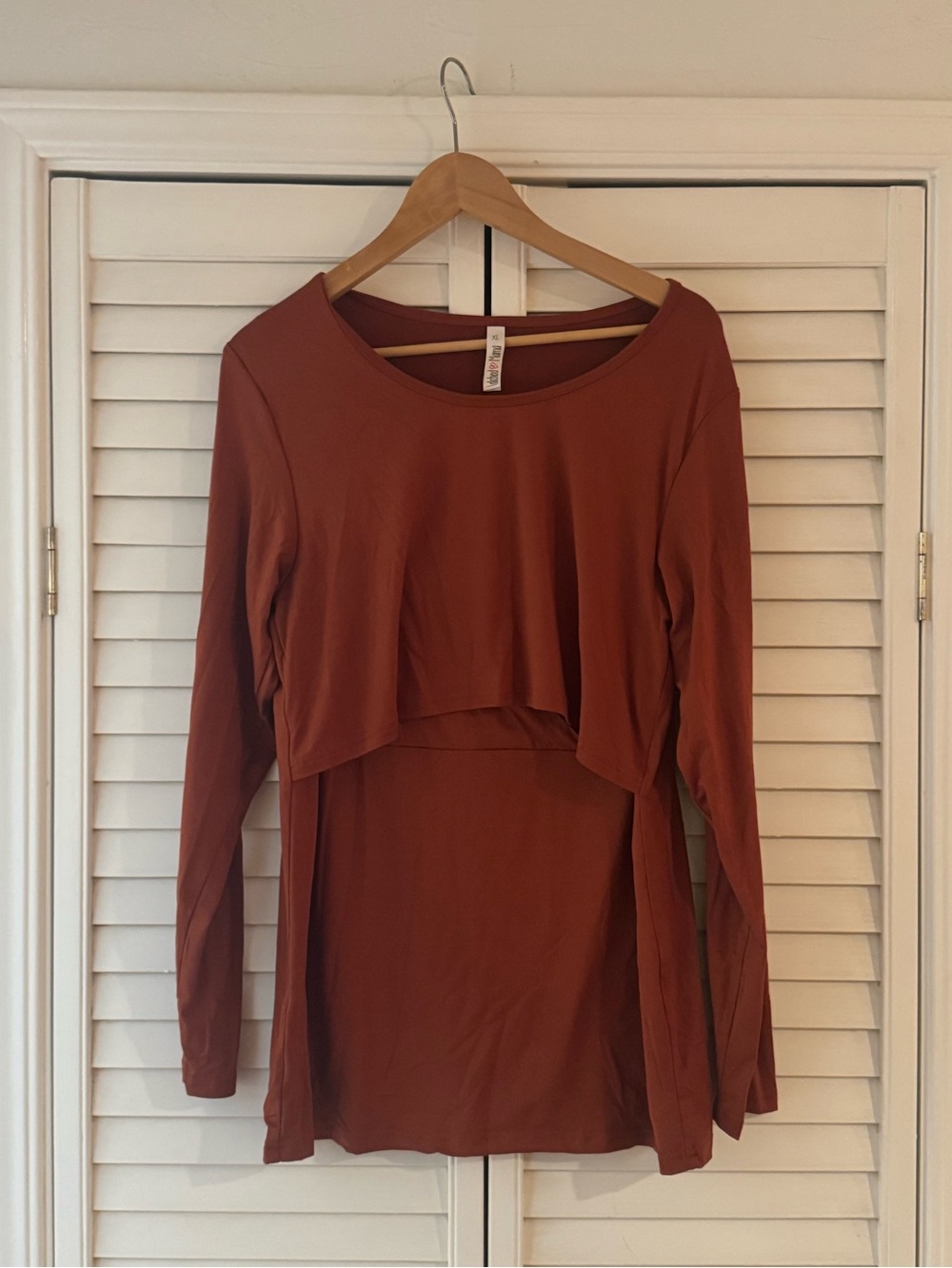 Latched Mama Basics Long Sleeve Nursing Top in Rust